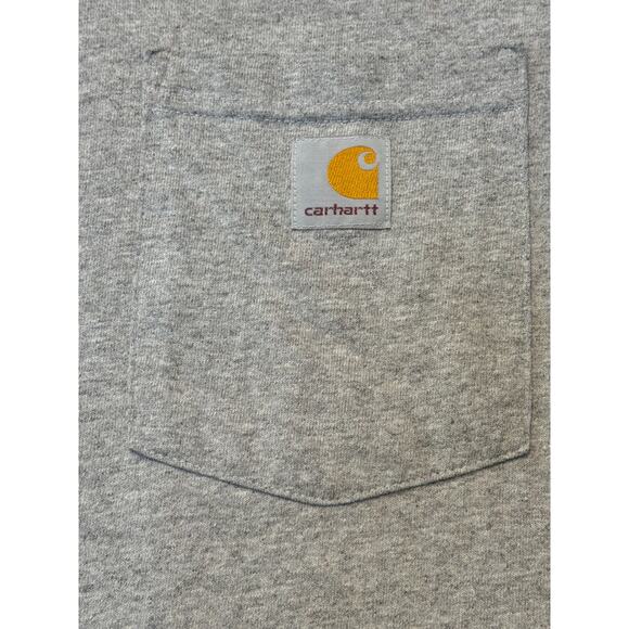 Carhartt Men's Original Fit Heavyweight Short-Sleeve Pocket T-Shirt Gray L Logo - Picture 2 of 7